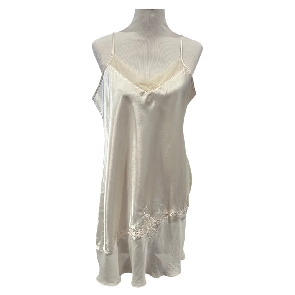 Vintage 80s Movie Star Satin Chemise Slip Nightgown Size XL